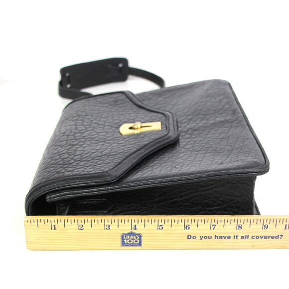 Me Char PEBBLED BLACK GENUINE LEATHER FLAP X-BODY SHOULDER BAG ORGANIZER PURSE - Picture 8 of 13